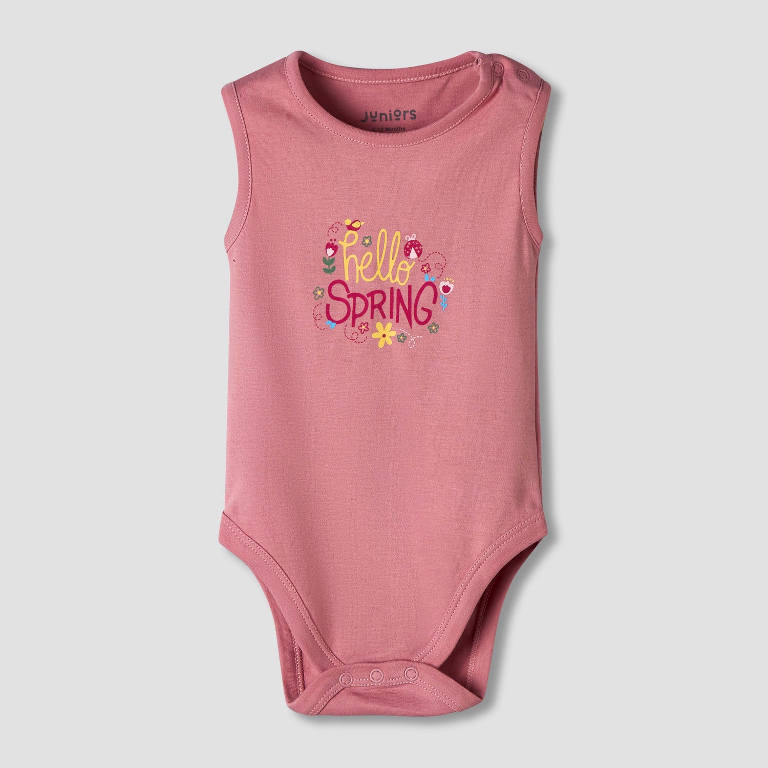 Pack of 7 Juniors Cotton Sleeveless Bodysuit with Floral Print