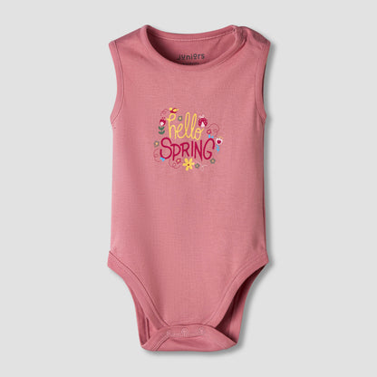 Pack of 7 Juniors Cotton Sleeveless Bodysuit with Floral Print