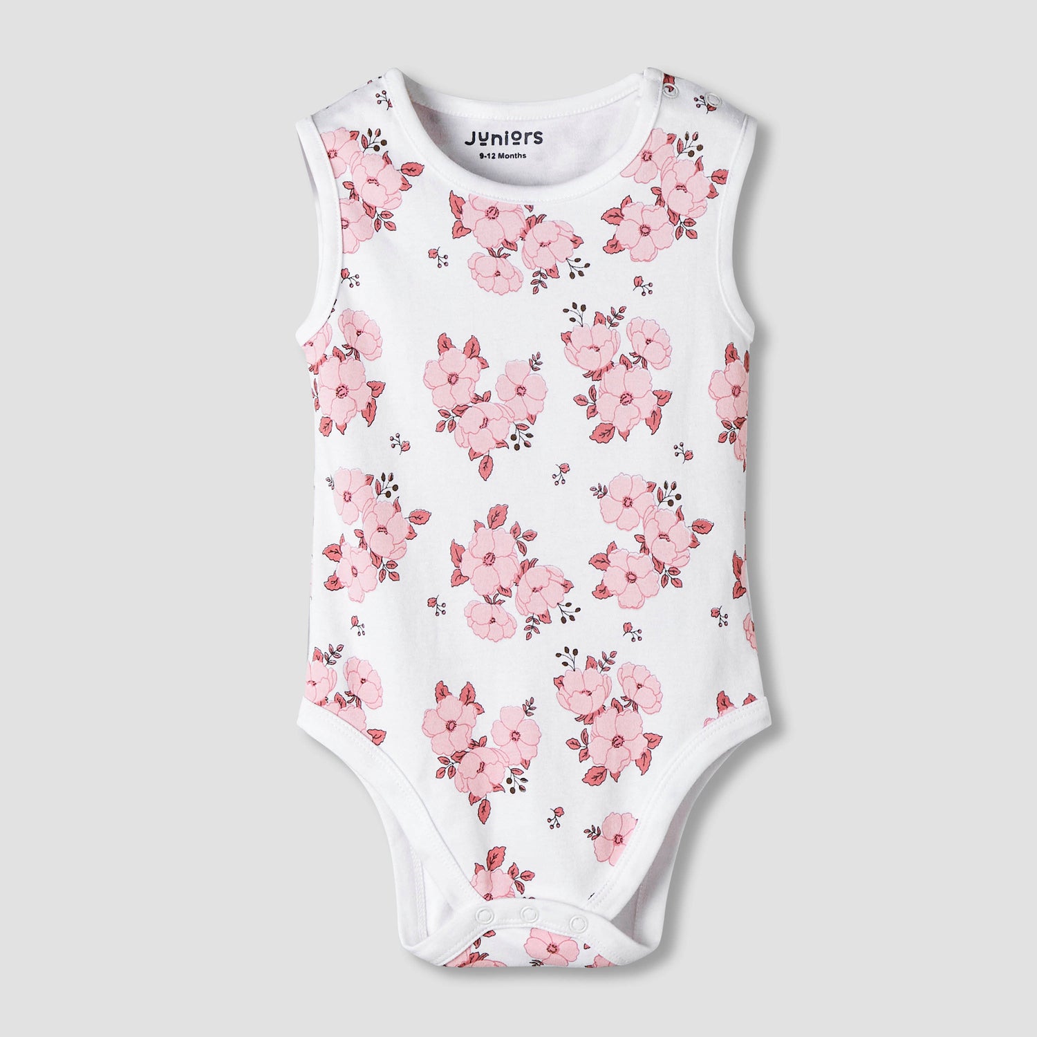 Pack of 7 Juniors Cotton Sleeveless Bodysuit with Floral Print