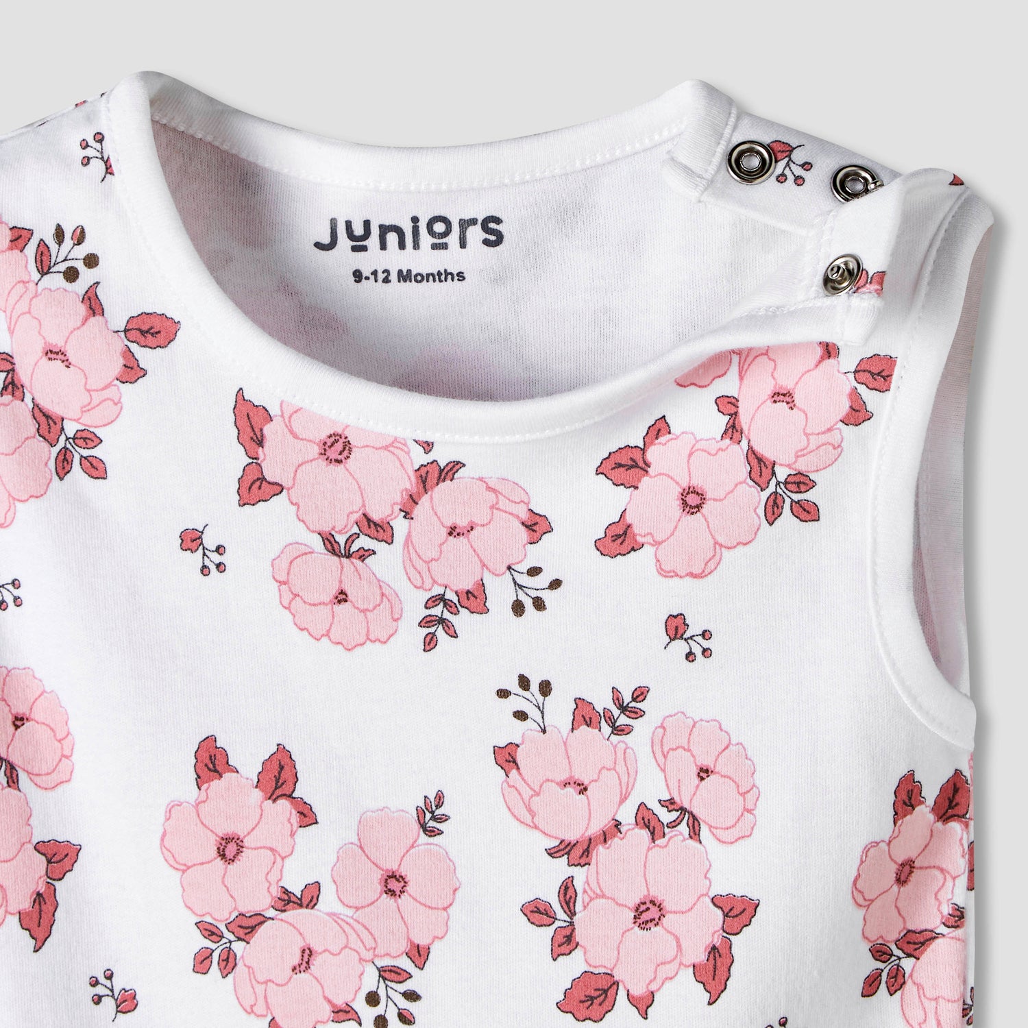 Pack of 7 Juniors Cotton Sleeveless Bodysuit with Floral Print