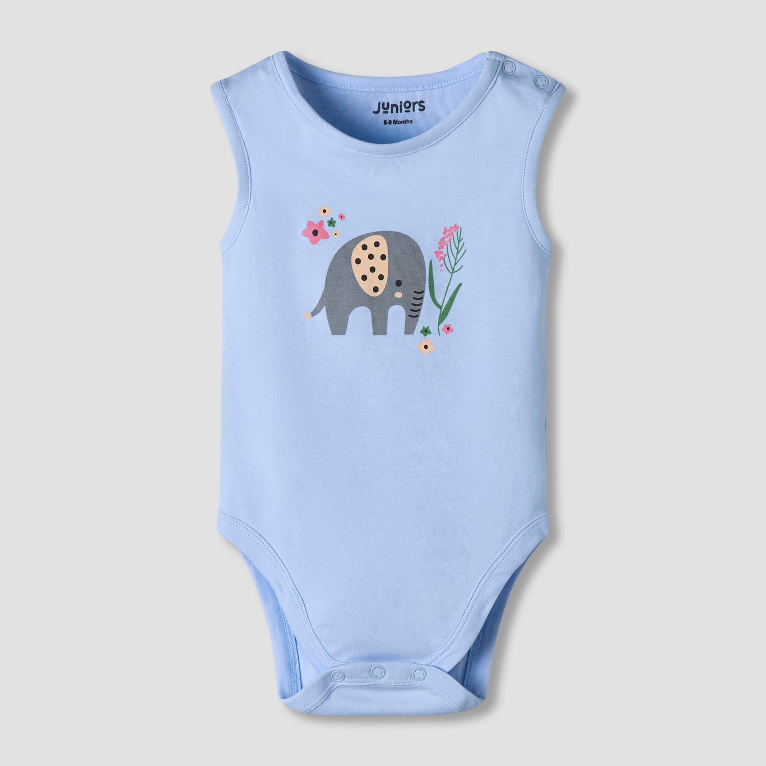 Pack of 7 Juniors Cotton Sleeveless Bodysuit with Floral Print