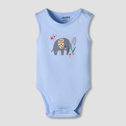 Pack of 7 Juniors Cotton Sleeveless Bodysuit with Floral Print