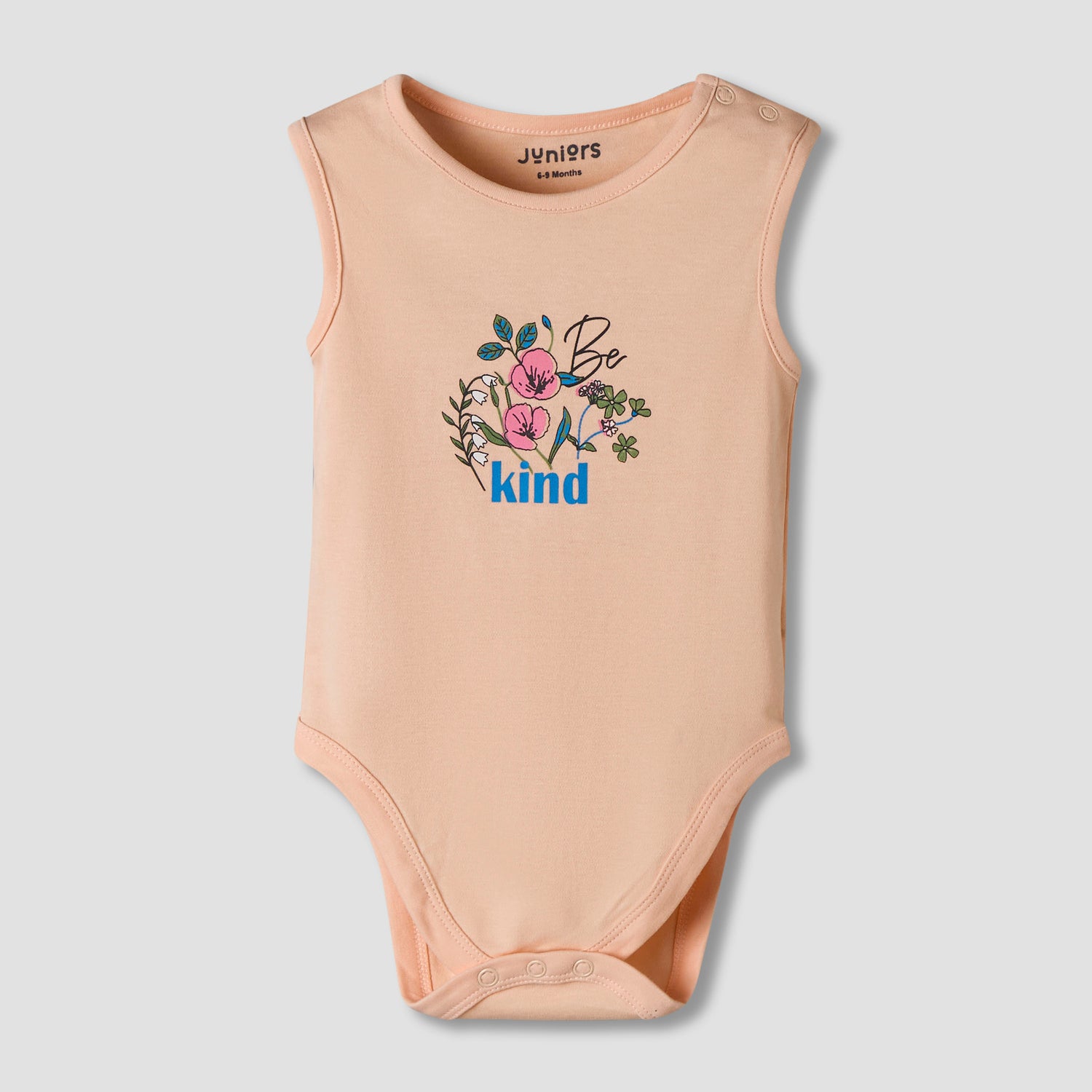 Pack of 7 Juniors Cotton Sleeveless Bodysuit with Floral Print