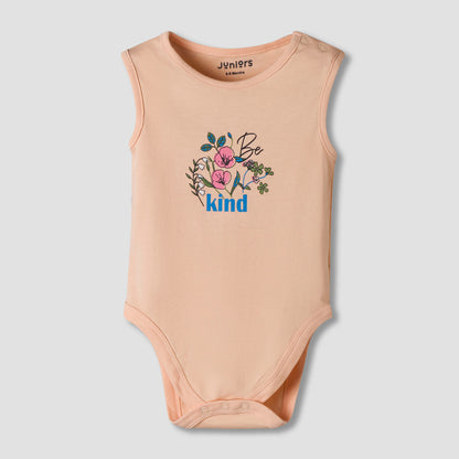 Pack of 7 Juniors Cotton Sleeveless Bodysuit with Floral Print