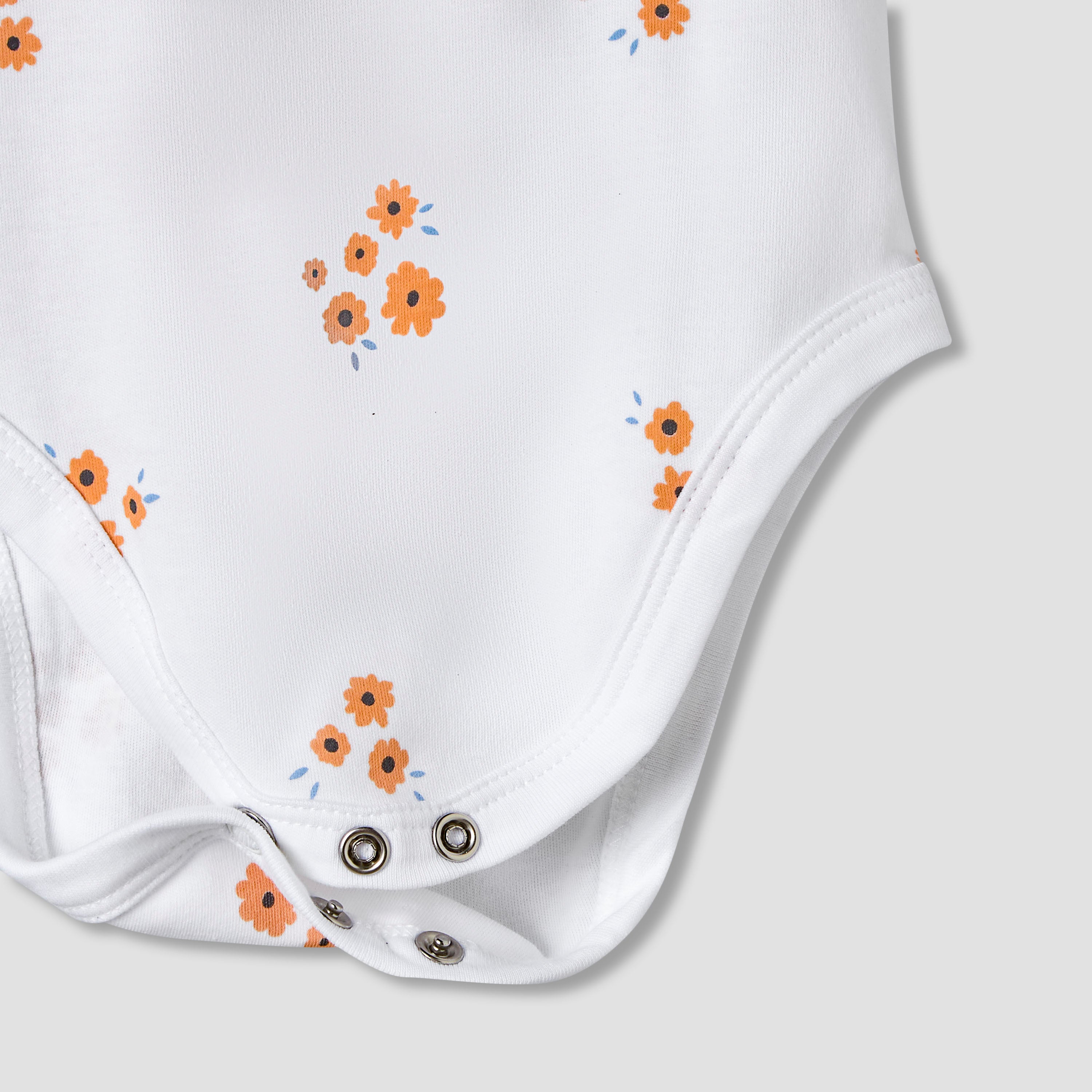 Pack of 7 Juniors Cotton Sleeveless Bodysuit with Floral Print