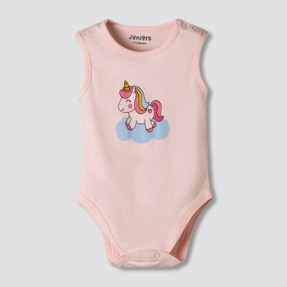 Pack of 7 Juniors Cotton Sleeveless Bodysuit with Assorted Print