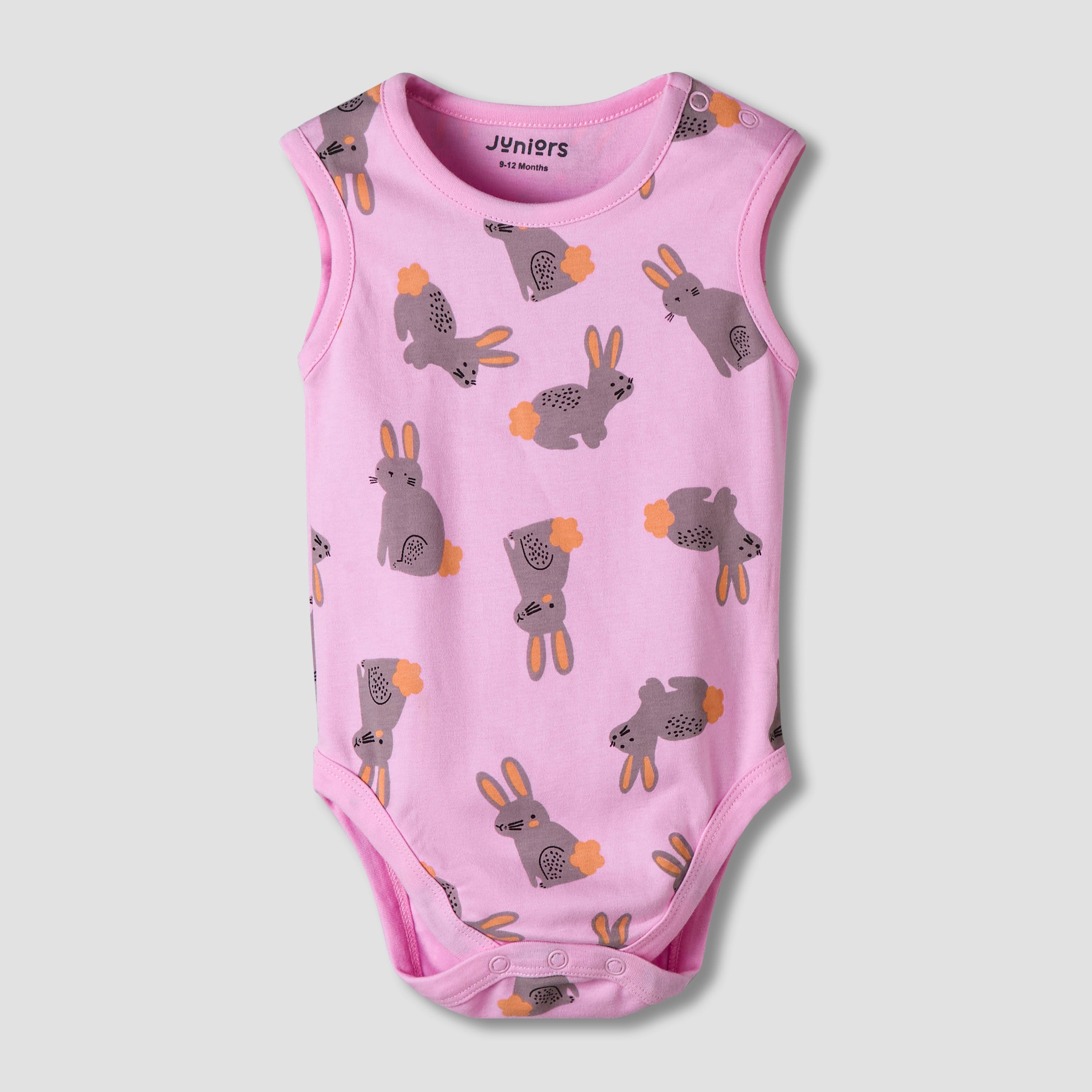 Pack of 7 Juniors Cotton Sleeveless Bodysuit with Assorted Print