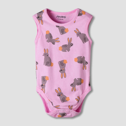 Pack of 7 Juniors Cotton Sleeveless Bodysuit with Assorted Print