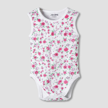 Pack of 7 Juniors Cotton Sleeveless Bodysuit with Assorted Print