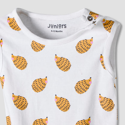 Pack of 7 Juniors Cotton Sleeveless Bodysuit with Assorted Print