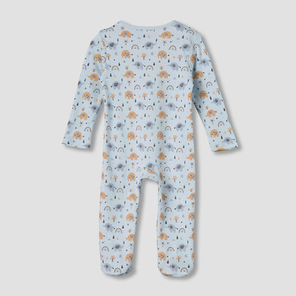 Juniors Cotton Round Neck Long Sleeve Sleepsuit with Zip Closure