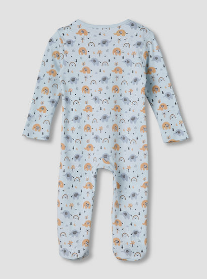 Juniors Cotton Round Neck Long Sleeve Sleepsuit with Zip Closure-baby-girls-clothing-nightwear-sleepsuits-image-2