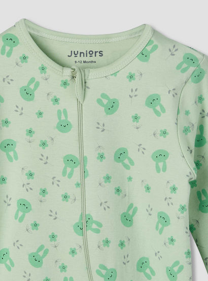 Juniors Cotton Round Neck Long Sleeve Sleepsuit with Zip Closure-baby-girls-clothing-nightwear-sleepsuits-image-3