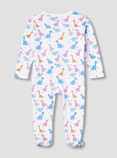 Juniors Cotton Round Neck Long Sleeve Sleepsuit with Zip Closure-baby-girls-clothing-nightwear-sleepsuits-image-2