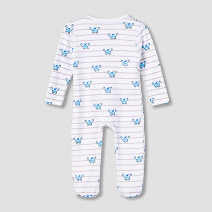 Juniors Cotton Round Neck Long Sleeve Sleepsuit with Zip Closure