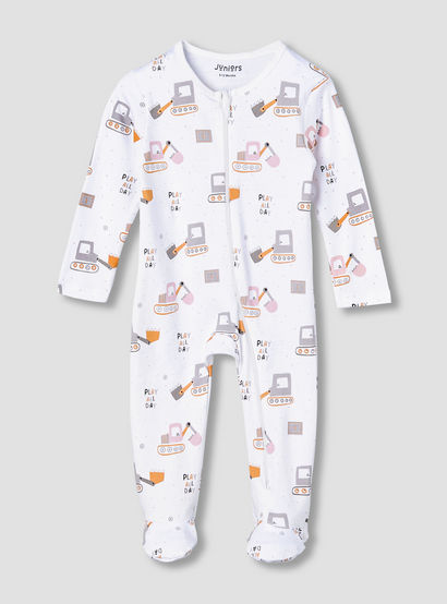 Juniors Cotton Round Neck Long Sleeve Sleepsuit with Zip Closure-baby-boys-clothing-nightwear-sleepsuits-image-1