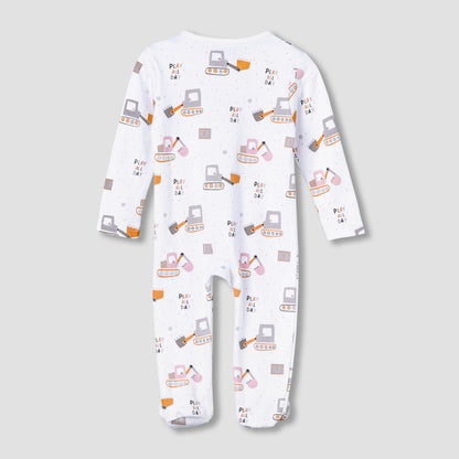 Juniors Cotton Round Neck Long Sleeve Sleepsuit with Zip Closure