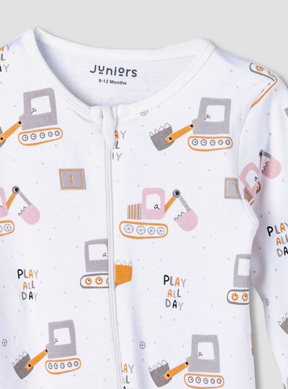 Juniors Cotton Round Neck Long Sleeve Sleepsuit with Zip Closure-baby-boys-clothing-nightwear-sleepsuits-image-3