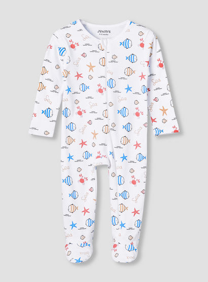 Juniors Cotton Round Neck Long Sleeve Sleepsuit with Zip Closure-baby-boys-clothing-nightwear-sleepsuits-image-2