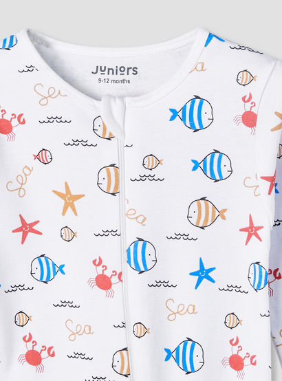 Juniors Cotton Round Neck Long Sleeve Sleepsuit with Zip Closure-baby-boys-clothing-nightwear-sleepsuits-image-4