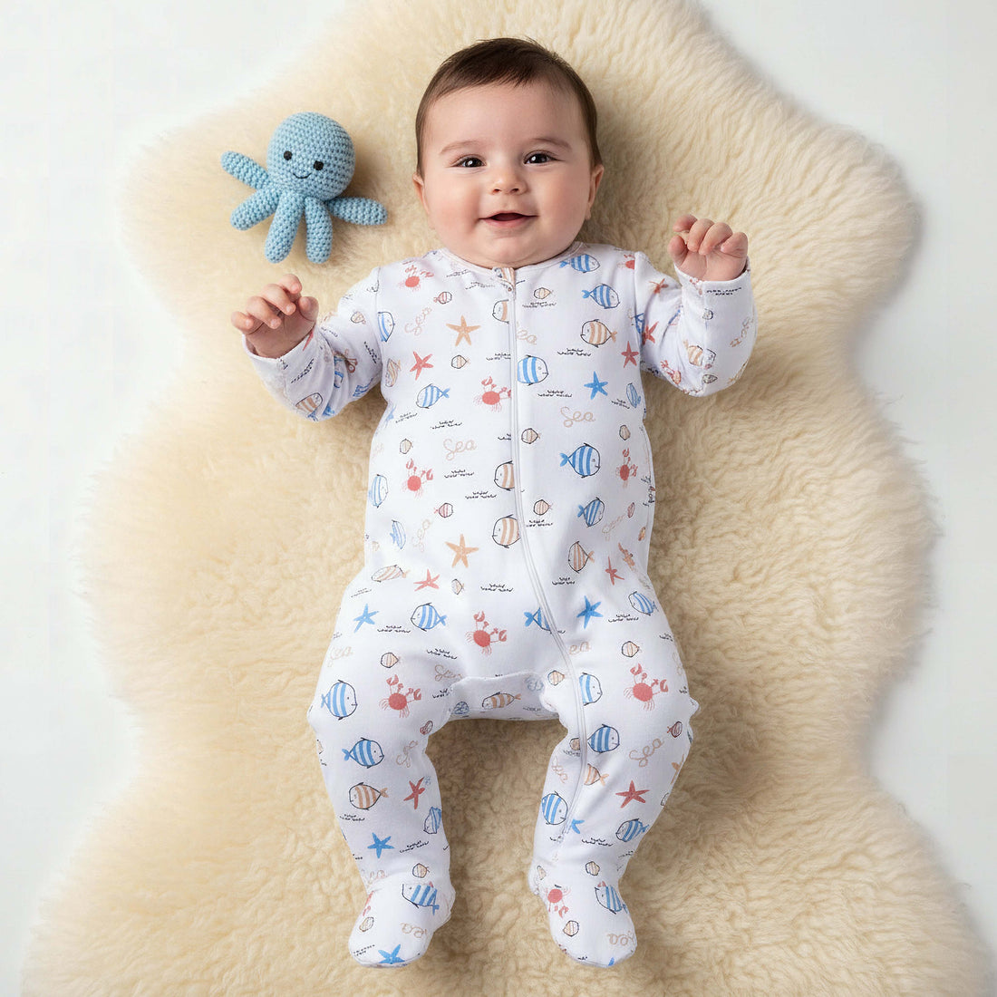 Juniors Cotton Round Neck Long Sleeve Sleepsuit with Zip Closure - Multicolour / 12-18 mths