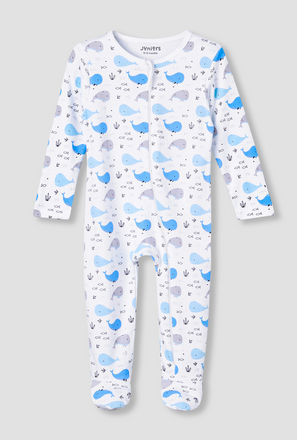 Juniors Cotton Round Neck Long Sleeve Sleepsuit with Zip Closure