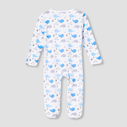 Juniors Cotton Round Neck Long Sleeve Sleepsuit with Zip Closure