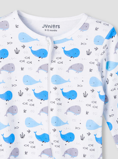 Juniors Cotton Round Neck Long Sleeve Sleepsuit with Zip Closure-baby-boys-clothing-nightwear-sleepsuits-image-3