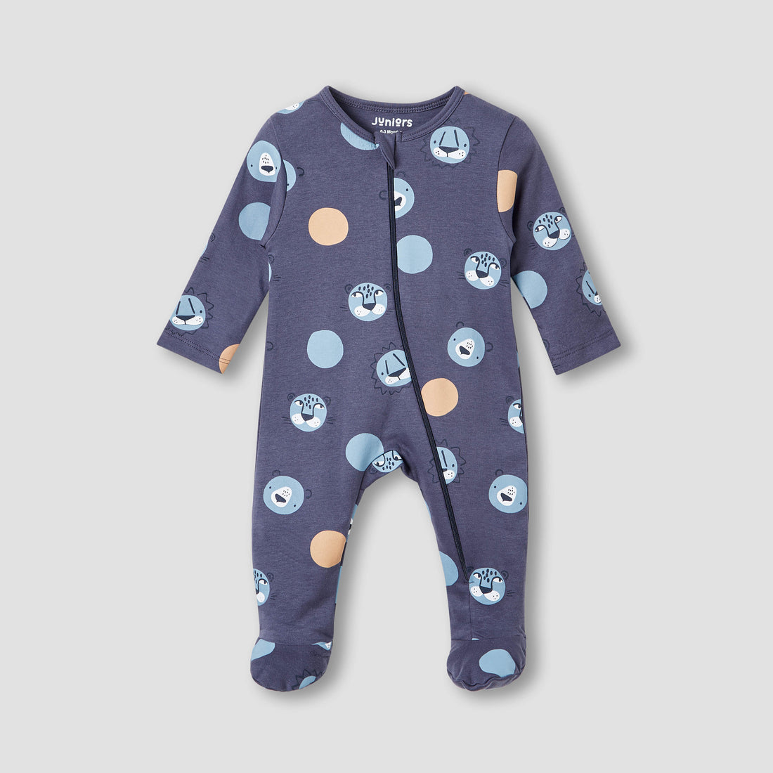 Juniors Printed Closed Feet Sleepsuit with Long Sleeves - Blue / 12-18 mths