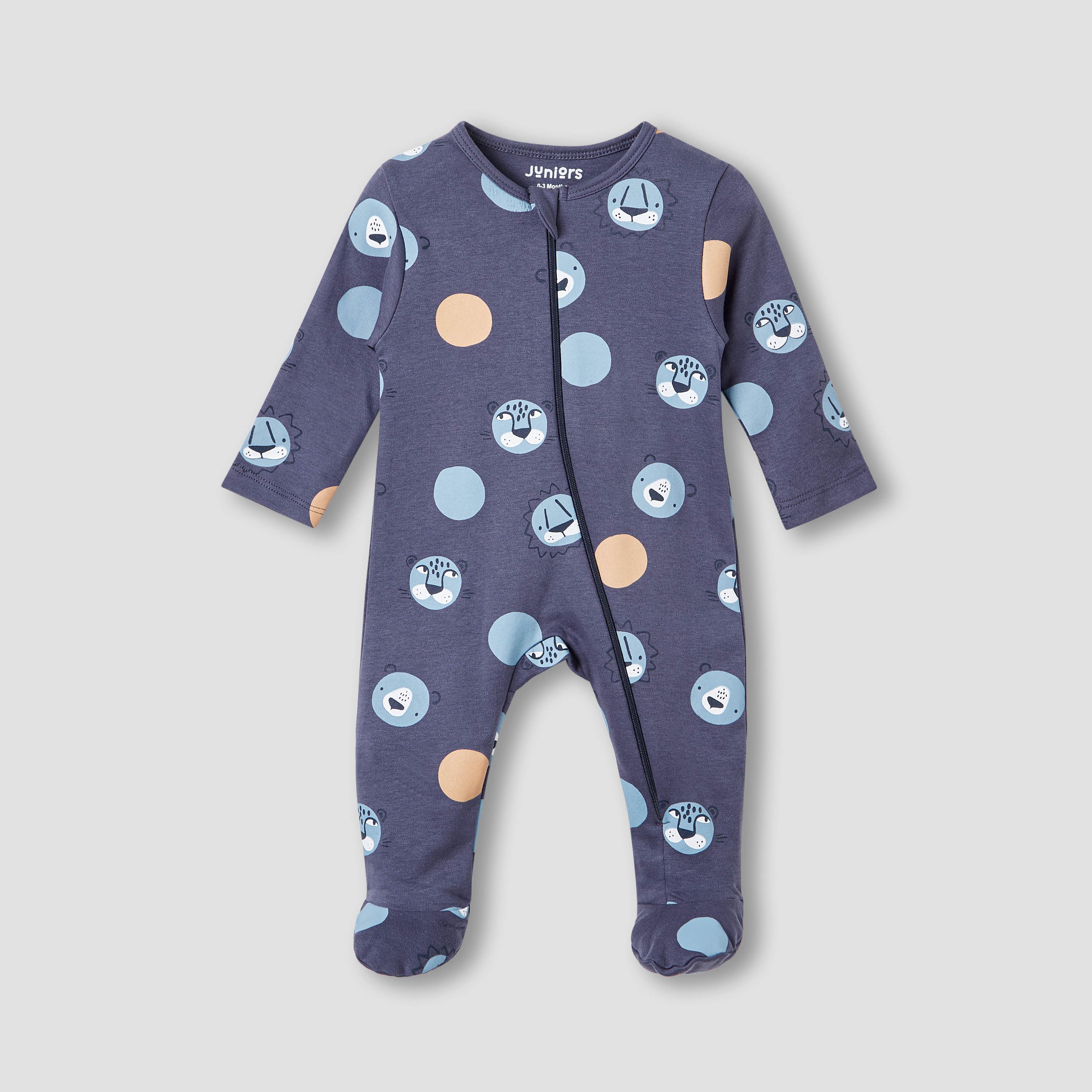 Juniors Printed Closed Feet Sleepsuit with Long Sleeves - Blue / 12-18 mths
