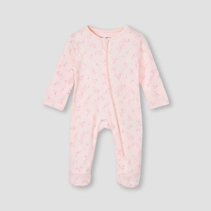 Juniors Floral Print Sleepsuit with Zip Closure - Pink / 12-18 mths