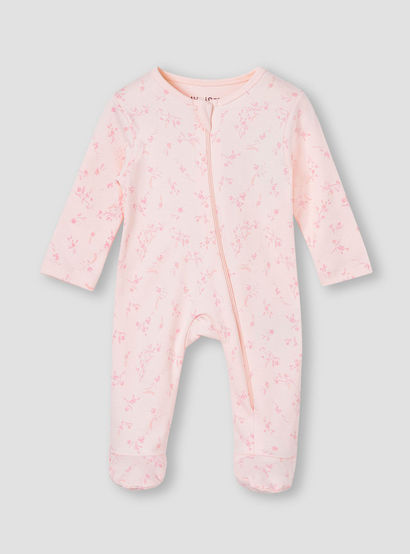 Juniors Floral Print Sleepsuit with Zip Closure-baby-girls-clothing-nightwear-sleepsuits-image-1