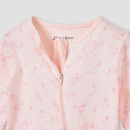 Juniors Floral Print Sleepsuit with Zip Closure