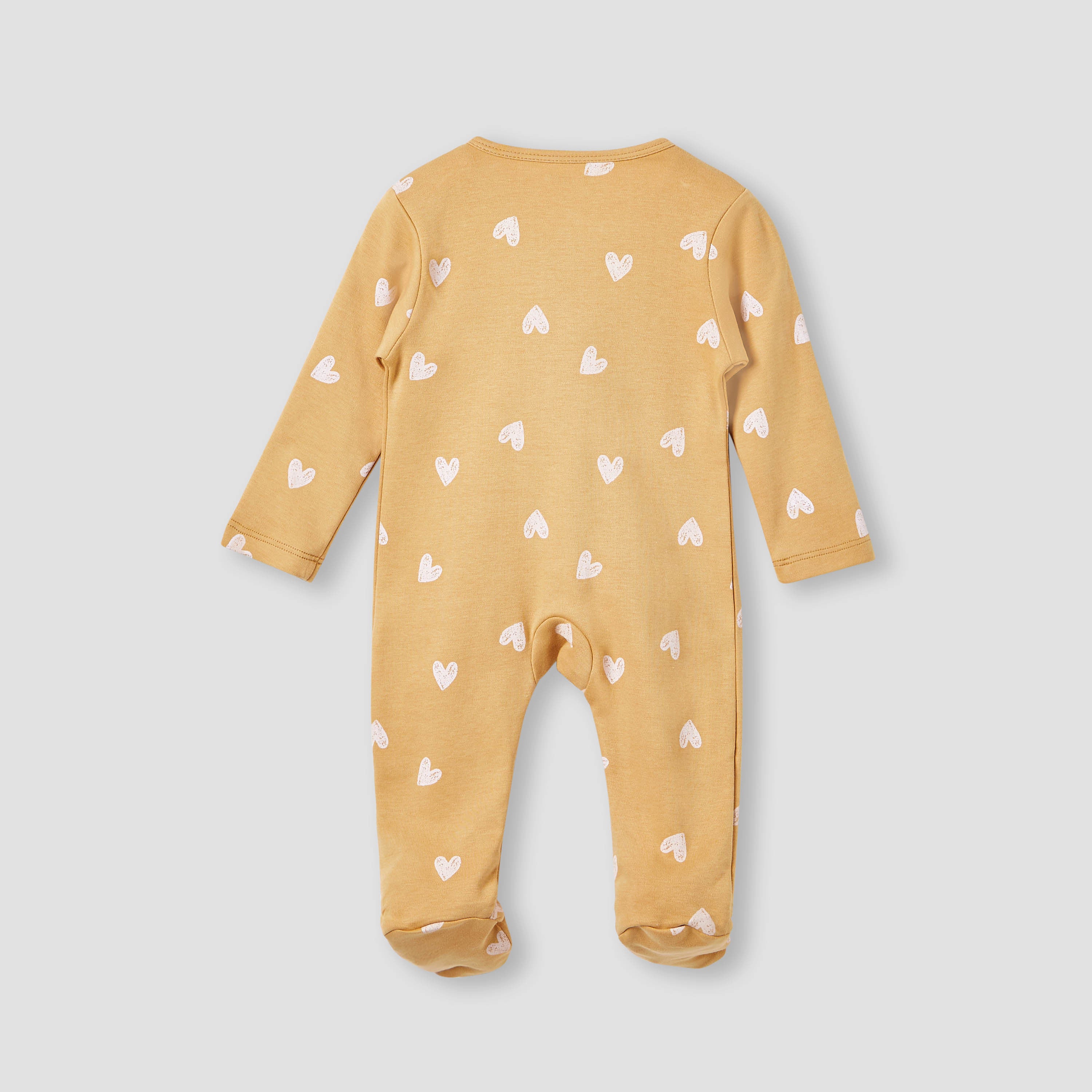Juniors Heart Print Sleepsuit with Long Sleeves and Zip Closure