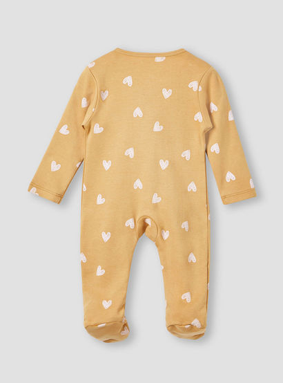 Juniors Heart Print Sleepsuit with Long Sleeves and Zip Closure-baby-girls-clothing-nightwear-sleepsuits-image-2