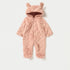 Juniors Faux Fur Textured Hooded Sleepsuit with Applique Detail and Zip Closure - Pink / 9-12 mths