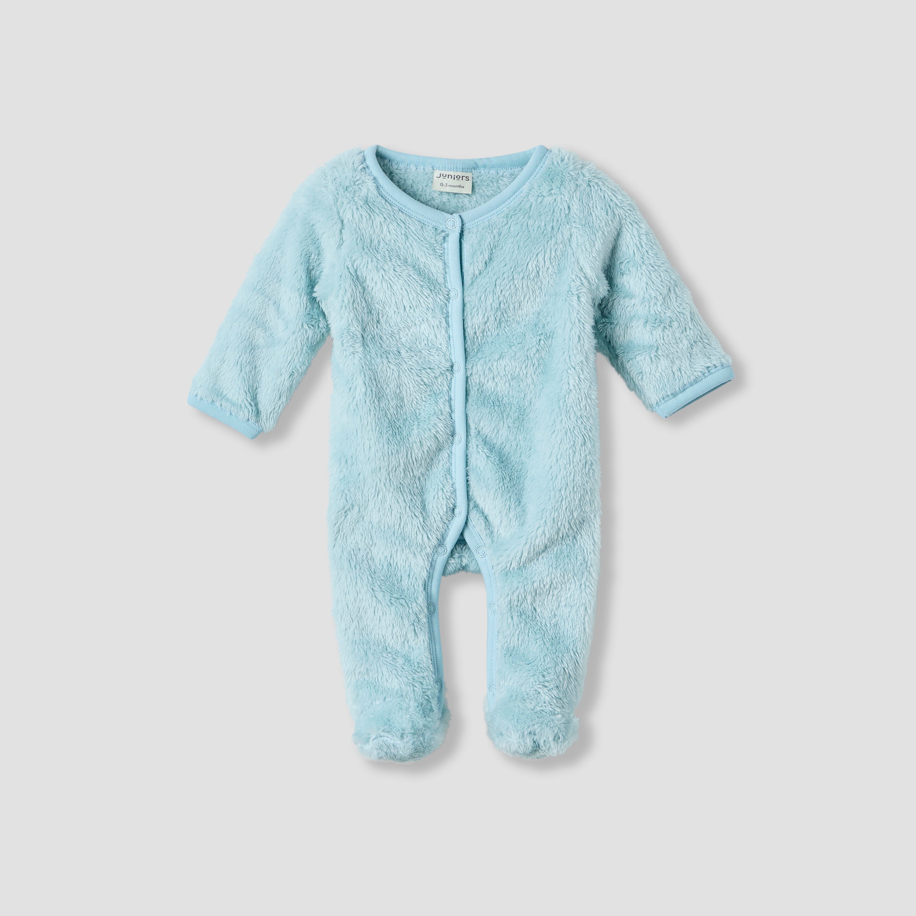 Juniors Faux Fur Textured Sleepsuit with Long Sleeves - Blue / 9-12 mths