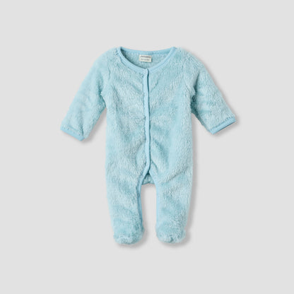 Juniors Faux Fur Textured Sleepsuit with Long Sleeves - Blue / 9-12 mths