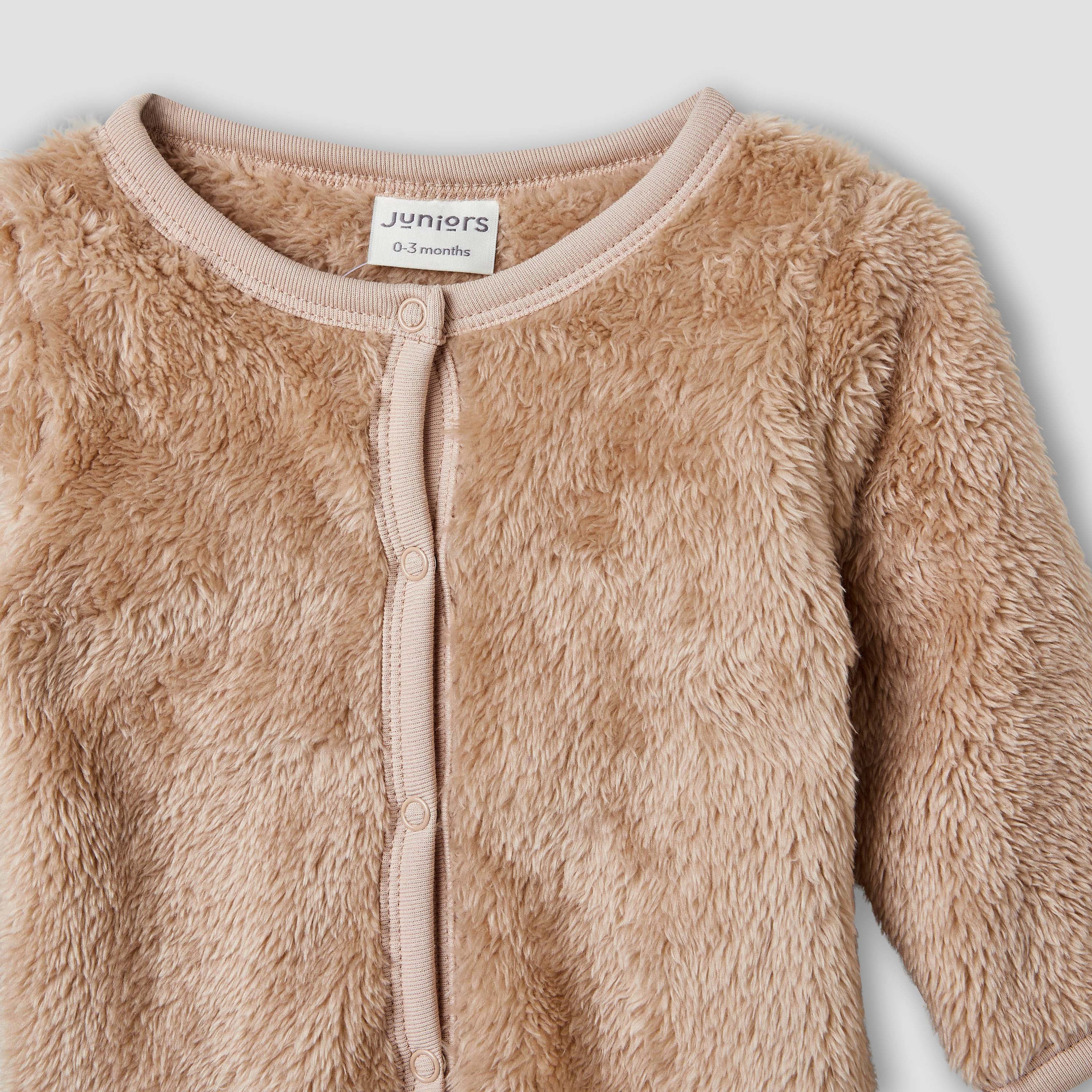 Juniors Faux Fur Closed Feet Sleepsuit with Long Sleeves