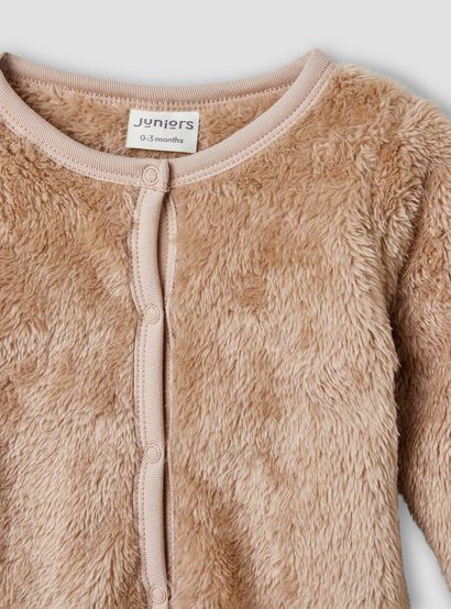 Juniors Faux Fur Closed Feet Sleepsuit with Long Sleeves-baby-boys-clothing-nightwear-sleepsuits-image-3