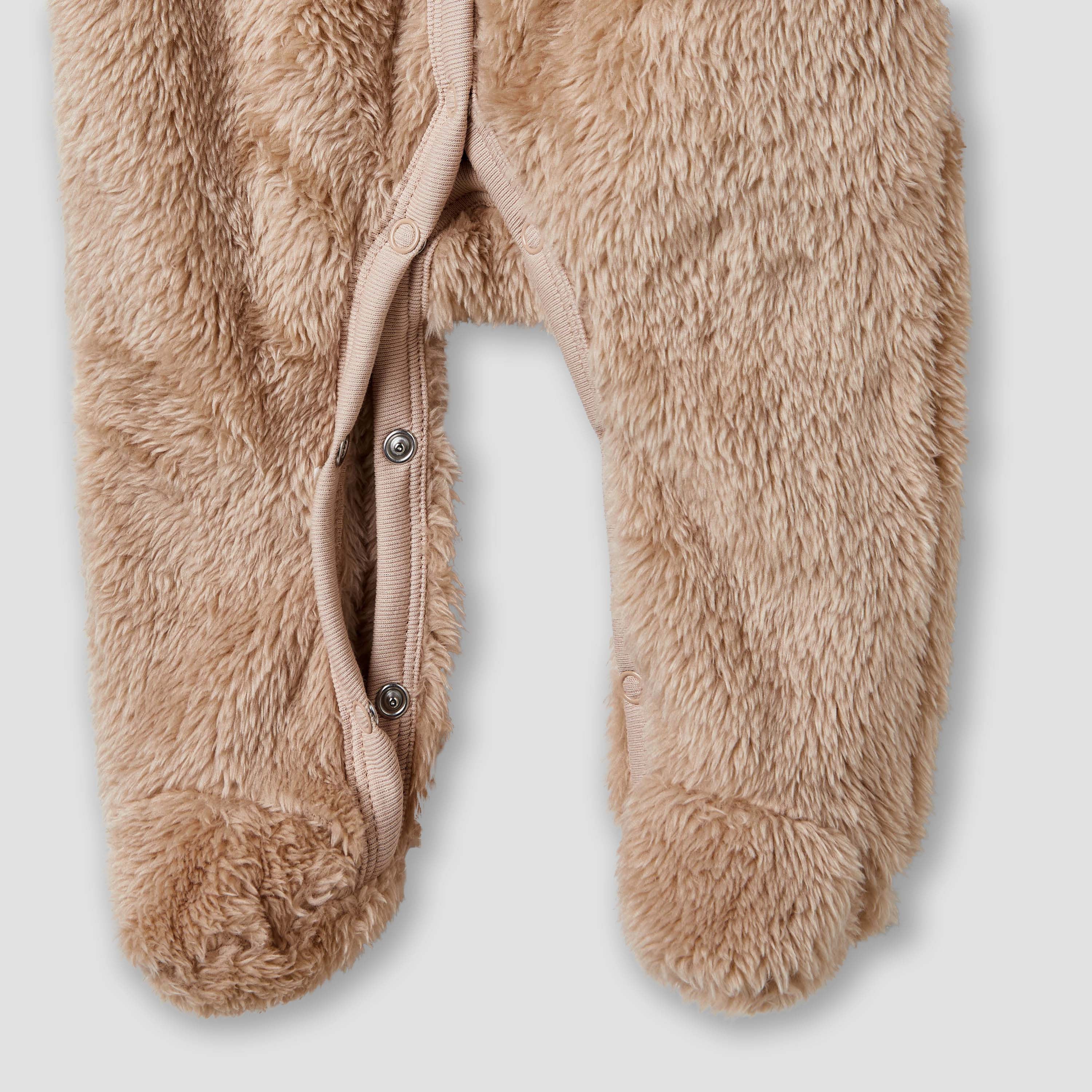 Juniors Faux Fur Closed Feet Sleepsuit with Long Sleeves