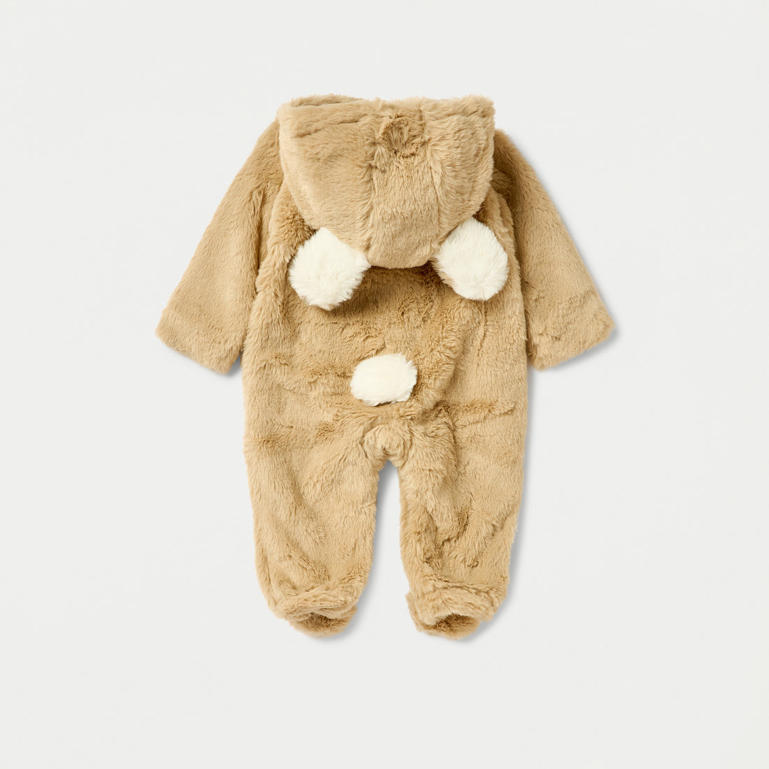 Juniors Faux Fur Textured Hooded Sleepsuit with Zip Closure