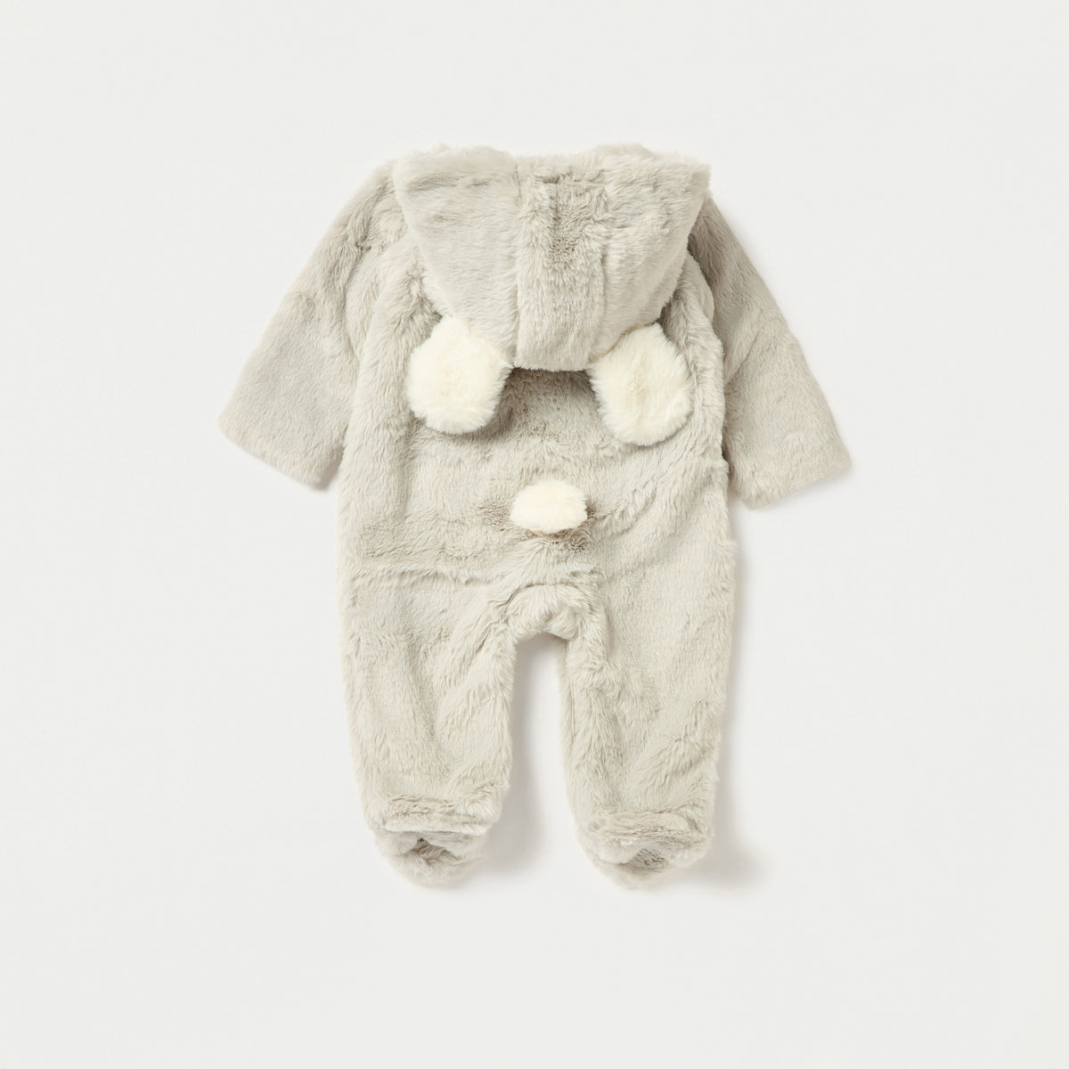 Juniors Faux Fur Textured Hooded Sleepsuit with Zip Closure