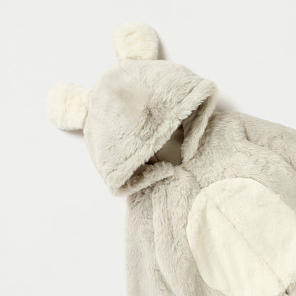 Juniors Faux Fur Textured Hooded Sleepsuit with Zip Closure