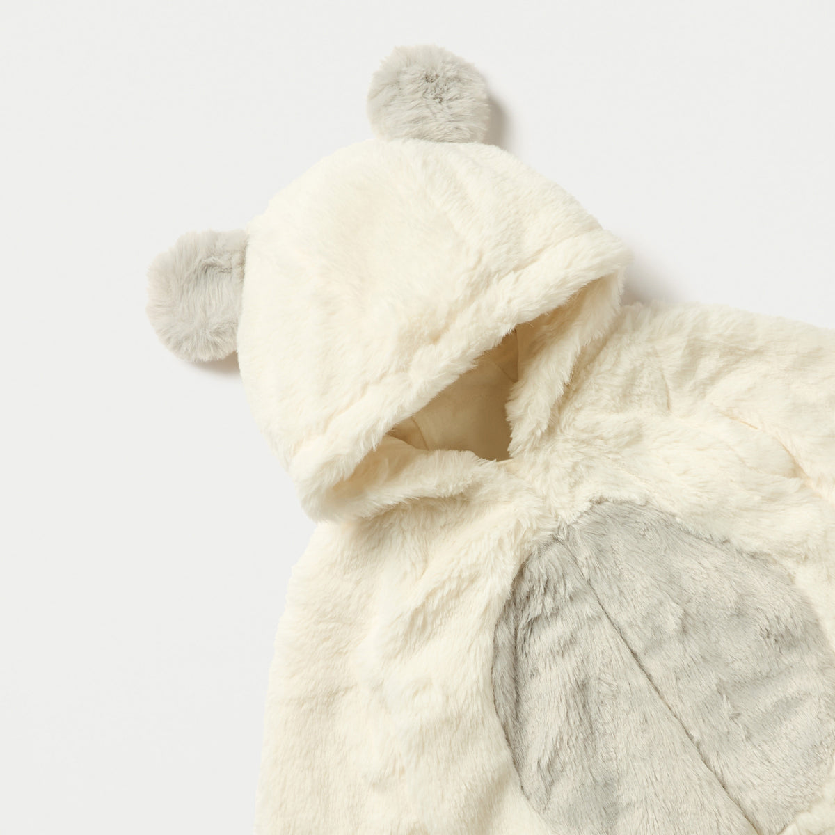 Juniors Faux Fur Textured Hooded Sleepsuit with Applique Detail and Zip Closure