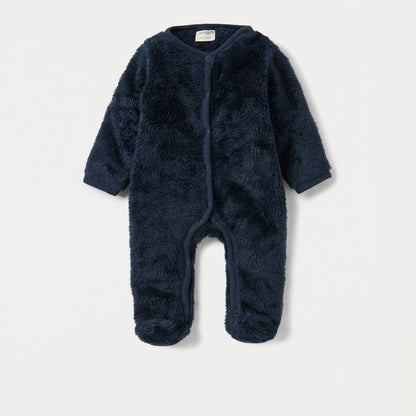 Juniors Plush Closed Feet Sleepsuit with Long Sleeves - Blue / 9-12 mths