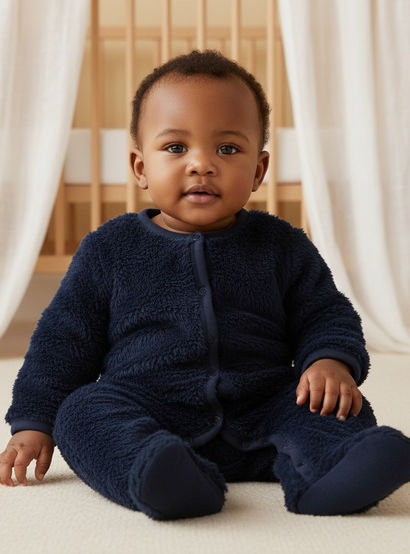 Juniors Plush Closed Feet Sleepsuit with Long Sleeves-baby-boys-clothing-nightwear-sleepsuits-image-5