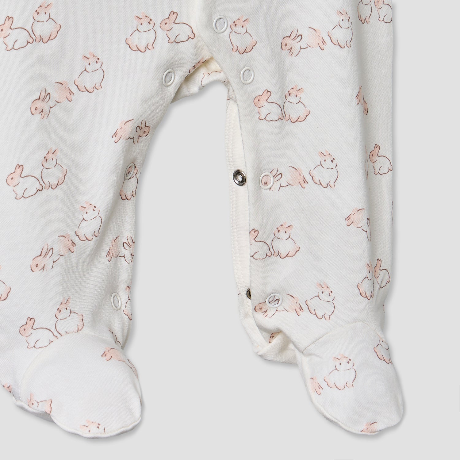 Pack of 2 Juniors Cotton Round Neck Long Sleeves Sleepsuit with Bunny Print