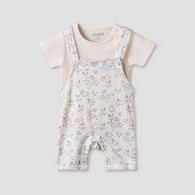 Juniors Round Neck Short Sleeves T-shirt and Dungaree Set with Bunny Print-undefined-image-1