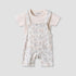 Juniors Round Neck Short Sleeves T-shirt and Dungaree Set with Bunny Print - Pink / 12-18 mths